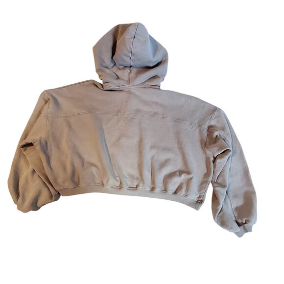 Cropped Gray Zip-Up Hoodie Size XXL Cotton Blend Zip-up closure   Cozy hood - Picture 2 of 11